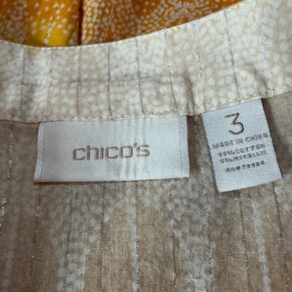 Chico’s SZ 3 (X-Large) Top Geometric V-Neck 3/4 Sleeve Lightweight Slits Ombre - Picture 7 of 8